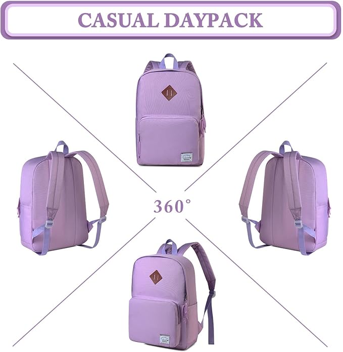 VASCHY School Backpack, Ultra Lightweight Backpack for Women Bookbag for Kids Teen Boys Girls Purple