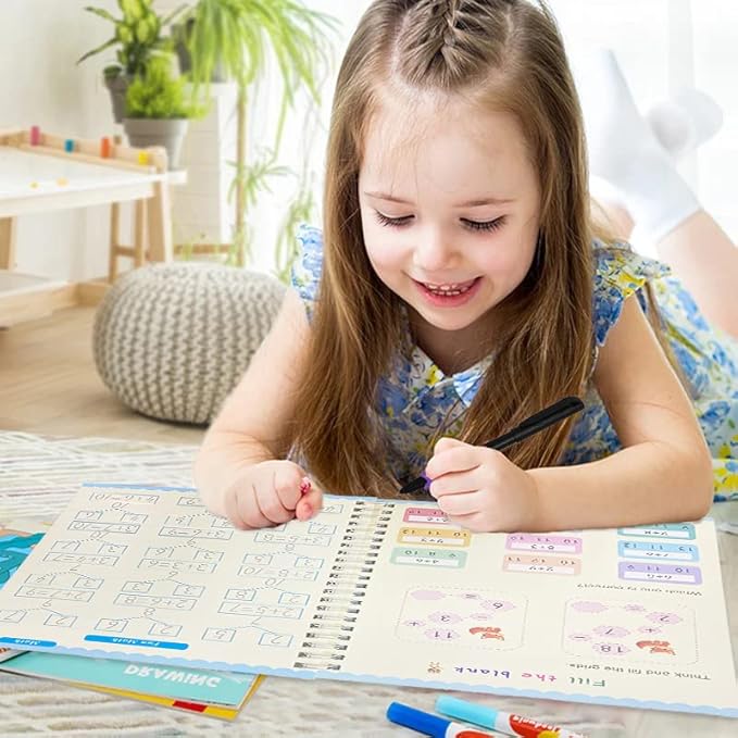 AALGO Large Magic Grooved Writing Practice Books- Reusable Handwriting Practice for Kids 8-10 - Preschool Workbook- Letter Tracing for Kids Ages 3-5