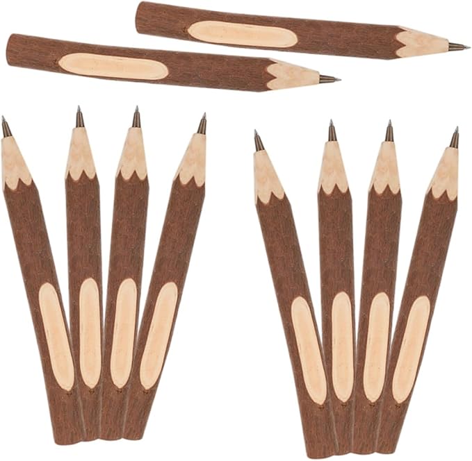 COHEALI Natural Wood Ballpoint Pens 13cm Biodegradable Bark Writing Pens 10pcs for Home and Office Use