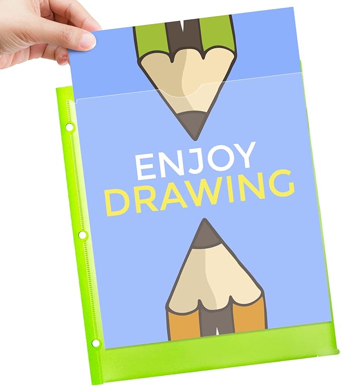 Heavy Duty Plastic Folders with Clear Front Pocket - 6PCS, 3 Pockets Folders with 3 Holes Fits 3 Ring Binder, Includes Card Slot, for Letter Size Sheets, Assorted Bright Colors