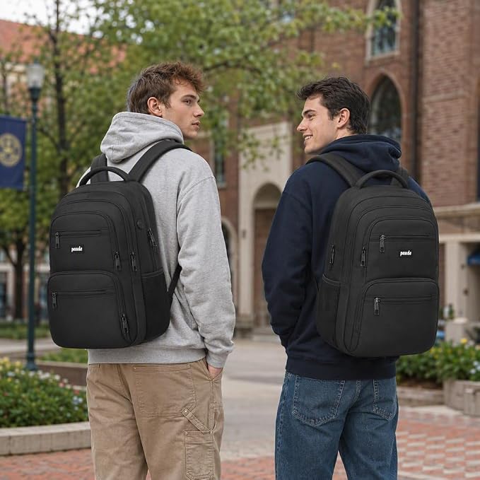 Paude Laptop Backpack,School Backpack Large Bookbag for High School College Students,Black Backpack for Men Office Business,Waterproof