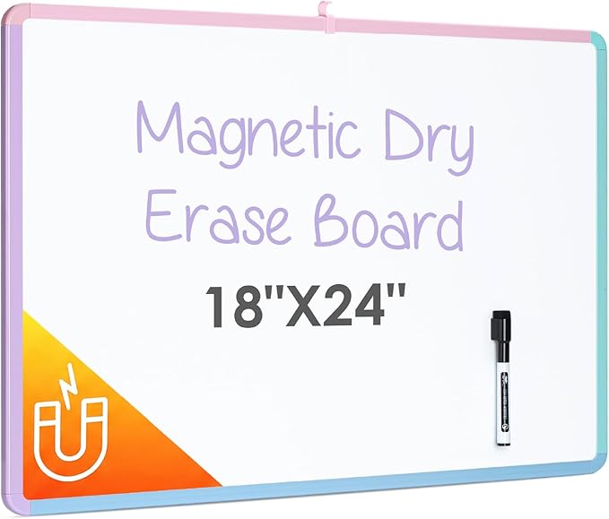 Mr. Pen- Magnetic Whiteboard Dry Erase, 18x24 Inches, Dry Erase Board with Black Fine Point Marker, Magnetic White Board for Students, Home, Office and Classroom