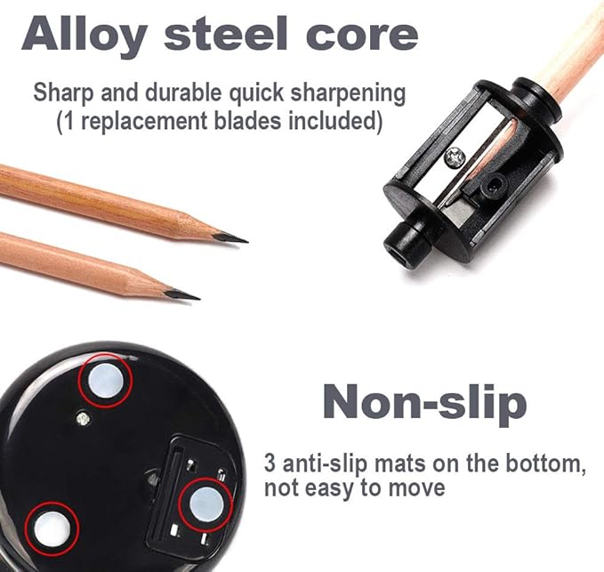 Electric Pencil Sharpener, Battery Operated for Kids Artists Adults, Automatic Sharpen for 2B/HB/Colored Pencils, Portable for Classroom Office Home