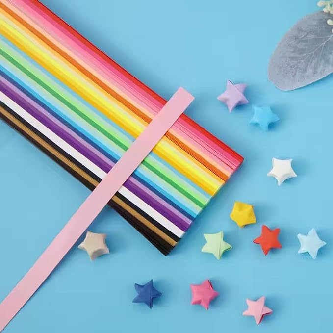 Origami Paper Stars, Colorful Handcraft Origami Lucky Star Paper DIY Paper Arts Creativity Hand Art Crafts (27 color mixed pack (1350) sheets)