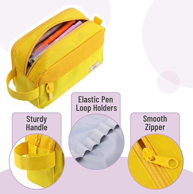 Mr. Pen- High Capacity Pencil Case, Large Pencil Pouch with 3 Compartments and 2 Pockets, Large Pencil Bag with Smooth Zipper, Cute Pencil Case Pouch Organizer, School Supplies for Teens