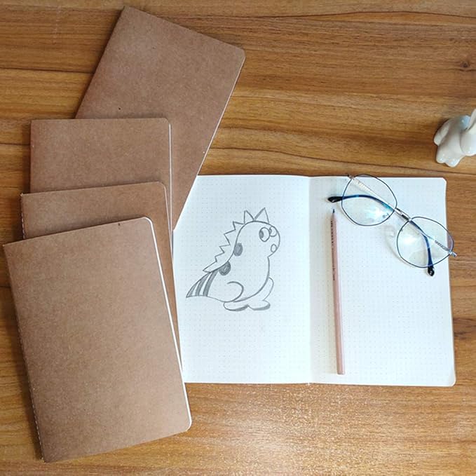 zmybcpack 12 Pack 8.25x5.5 Inches Dot Grid Paper Notebook/ A5 Size Dot Journal Notebook, Dot Grid Subject Notebooks Wire-Bound with Kraft Cover, 30 Sheets/60 Dot Pages