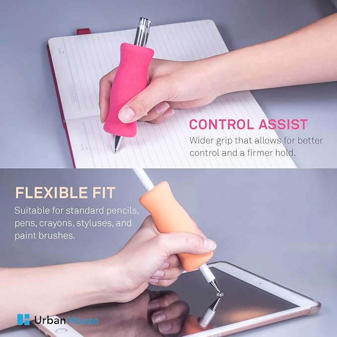 Soft Foam Pencil Grip for Kids and Adults, Open Slip Easy Insert Pen Paint Brush Holder for Right-Handed and Left-Handed Use