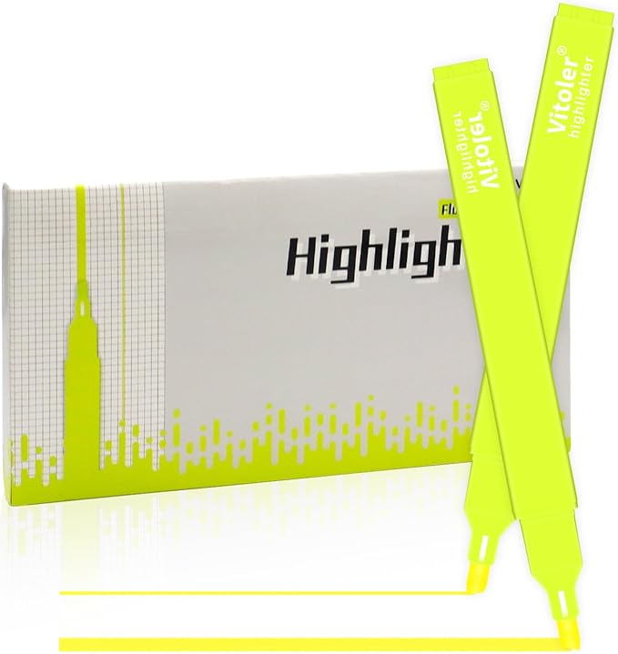 Vitoler Fluorescent Yellow Highlighters,20 Pack Bright Color Chisel tip Highlighters for Adults in the Home School Office