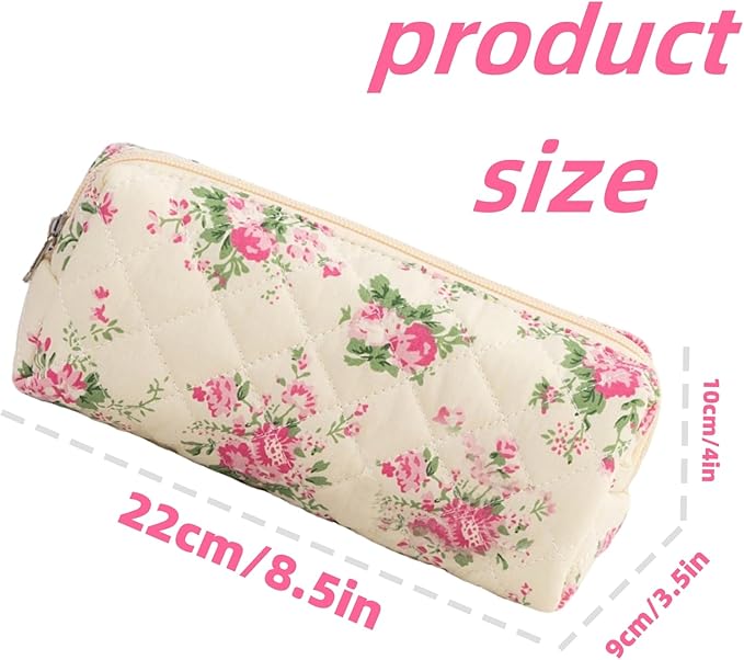 Carry bloom Pencil Pouch Cute Pencil Case for Girls Aesthetic Pencil Bag with Zipper Pen Cases School Supplies Makeup Bag (2 flower pink)