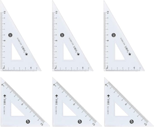 HARFINGTON 6piece Triangle Ruler Square Set 10cm 30/60 and 45/90 Degrees Measuring Tools for Classrooms Home Office, Blue