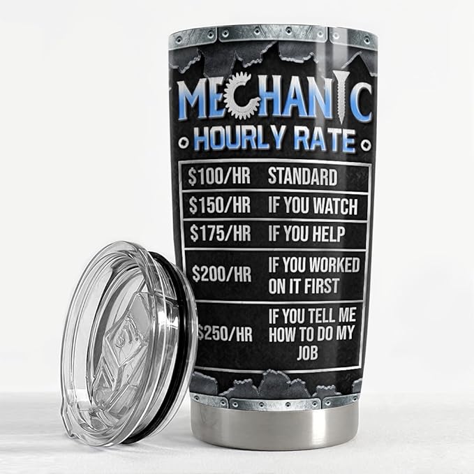 Mechanic Gifts, 20oz Stainless Steel Insulated Tumbler - Coffee Travel Mug Gifts for Mechanics, Birthday, Christmas