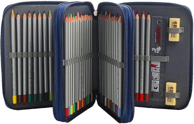 72 Slots Pencil Case Organizer w/Removal Handle Strap | 3-Layer Zipped Pencils Box Large for Colored Pencils Watercolor Pencils for Office and Travel for Artist