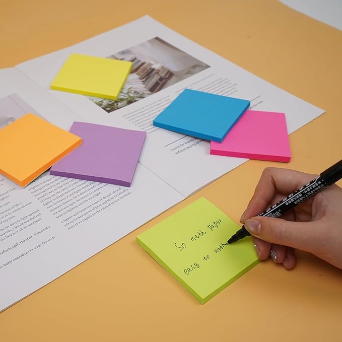 (24 Pads) Sticky Notes 3x3 Inches,Bright Colors Self-Stick Pads, Easy to Post for Home, Office, Notebook
