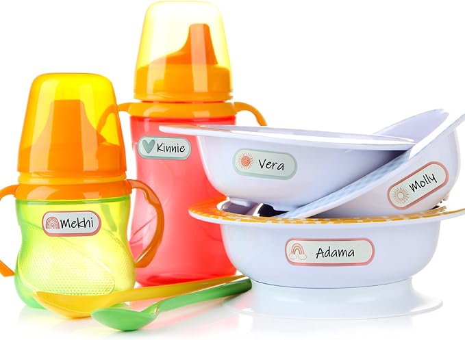 Waterproof Name Labels for Kids Daycare 320 Pcs, Boho | Self Adhesive Baby Water Bottle Stickers for School Supplies, Self Laminating, School Name Stickers for Lunch Boxes