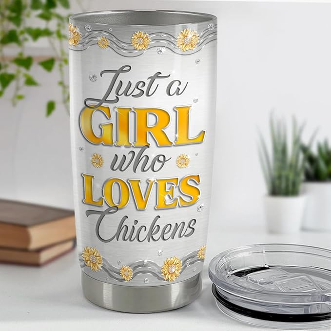 SANDJEST Chicken Tumbler 20oz Jewelry Drawings Stainless Steel Insulated Tumblers Chicken Gifts for Women Girls Coffee Travel Mug Cup Gift for Birthday Christmas