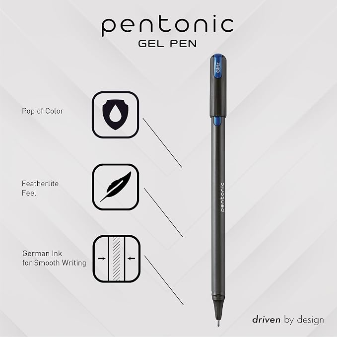 Pentonic Glitter Gel Pens, 400 Count, 10 Assorted Colors, 1.0 mm Bold Point, Smooth Writing For Journaling, Notetaking & Art Projects (1002365), Pack of 40