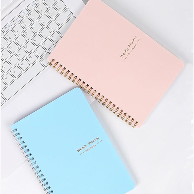 Undated Weekly Planner, A5 Personal Goals Journal Non Dated Weekly Planner to Do List Notebook with Goal Habit Tracker Organizer, Cute Undated Week Planners with Spiral Binding for Kids School Work