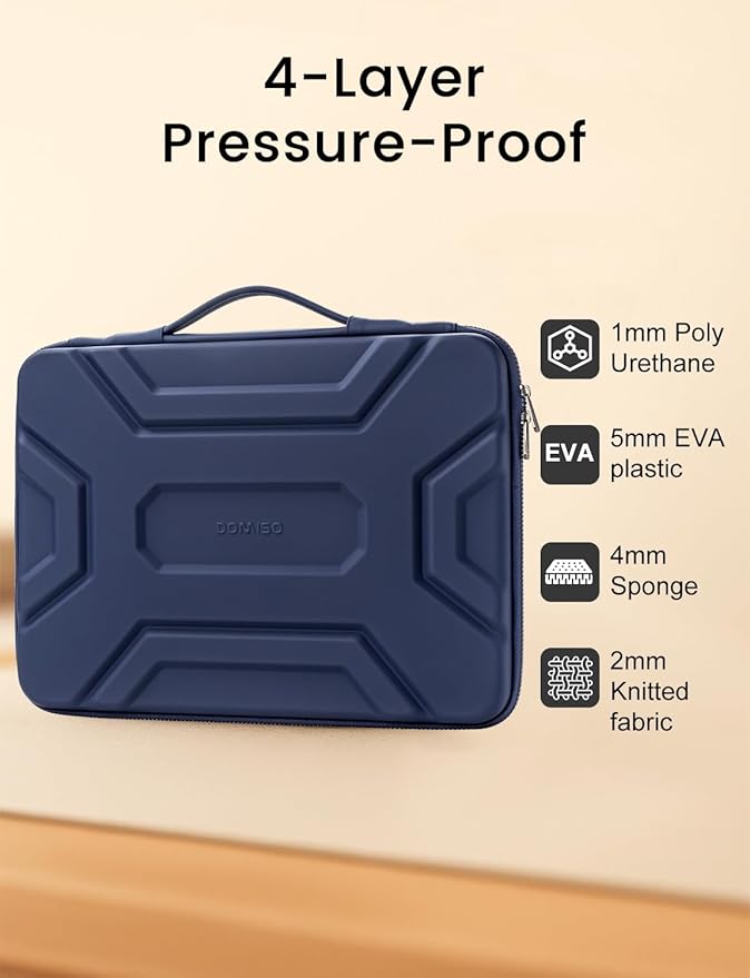 DOMISO 15.6 inch Laptop Sleeve, Shockproof and Waterproof EVA Protective Laptop Case, Laptop Sleeves for 16" MacBook Pro/Max M2 M1 2019-2023,15"-16" HP Dell Asus Laptop,Dell XPS 15, Dark Blue