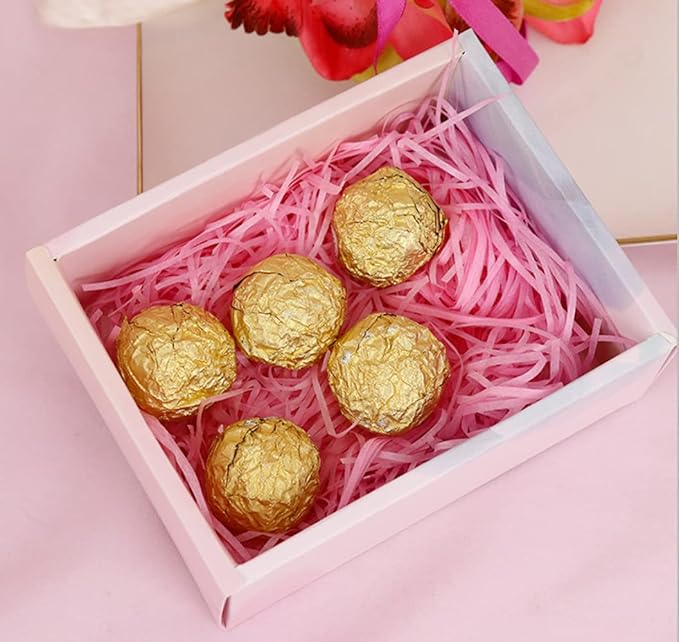 Raffia Paper Shreds, 100g Valentine's Day Shredded Paper for Gift Box, easter grass Filler for Gift Wrapping & Basket Filling(Pink)