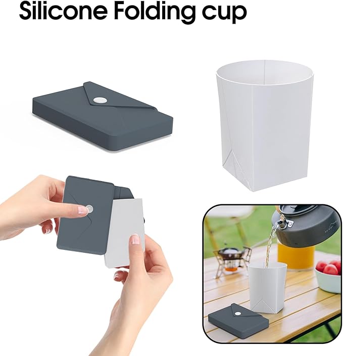 Silicone Collapsible Cup, Portable Foldable Travel Cup with Compact Storage Case, Reusable Drinking Cup for Camping, Hiking, Outdoor & Daily Use (Black)