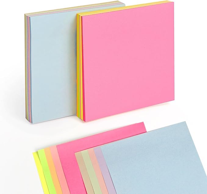 MOLOPPO Sticky Notes 3"x 3", 2 Pads, 200 Sheets