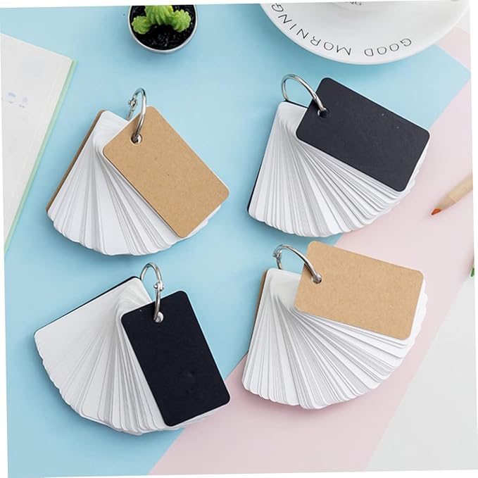 DOITOOL 8pcs Flash Cards Blank Memory Cards Binder Ring for Study Travel Office