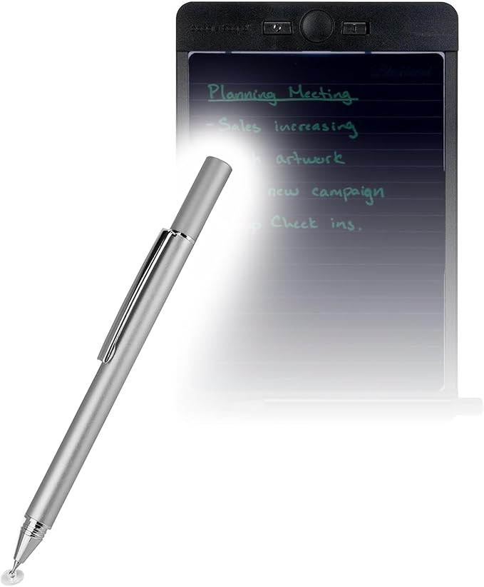 BoxWave Stylus Pen Compatible with Boogie Board Blackboard Smart Scan Reusable Notebook - FineTouch Capacitive Stylus, Super Precise Stylus Pen - Metallic Silver