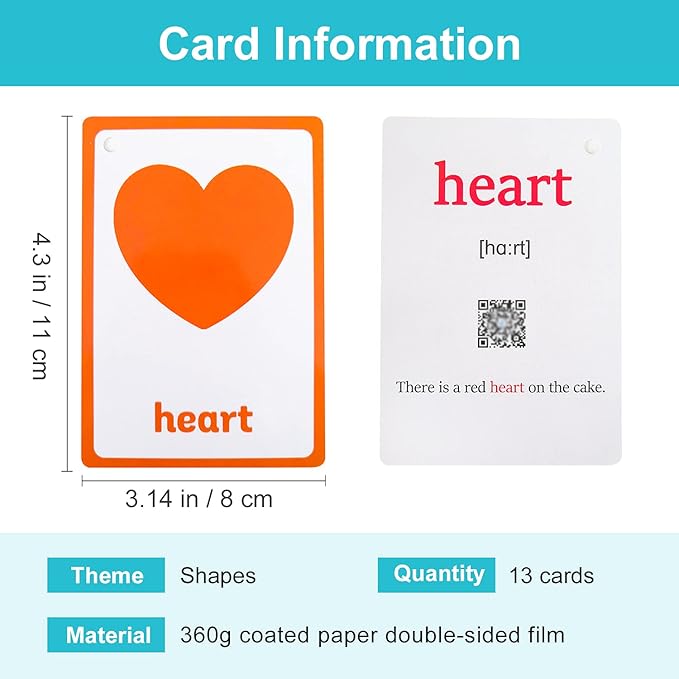 Lilias Shapes Flash Cards, Toddler Learning Toys, Preschool Learning Toys, Homeschool Supplies, Learning Supplies for Kindergarten, 4.3 X 3.14 Inch, 13 Cards in Set