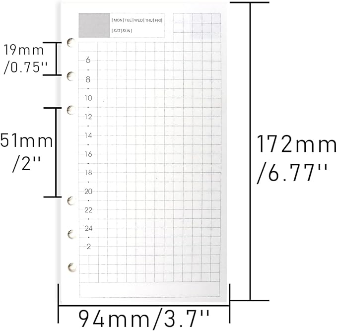 NatSumeBasics A6 Refills Paper 3.5" x 6.5" Undated Daily Binder Planner Inserts 90 Sheets 6 Holes Pocket Notebook Papers for Personal Travel Journal Diary (2 A6 Daily)