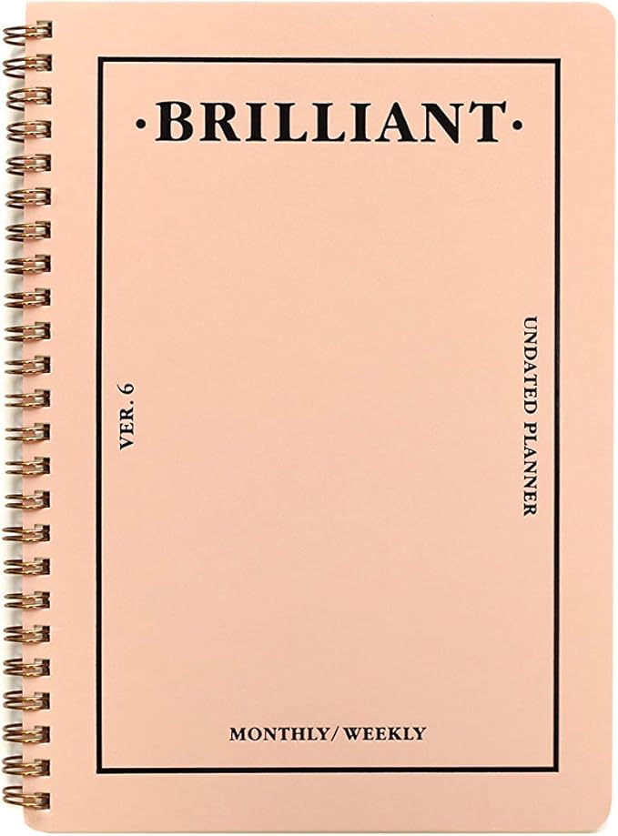 PAPERIAN Brilliant Monthly & Weekly Planner - Wirebound Undated Monthly &Weekly Planner Book Scheduler Diary (Shell Pink)