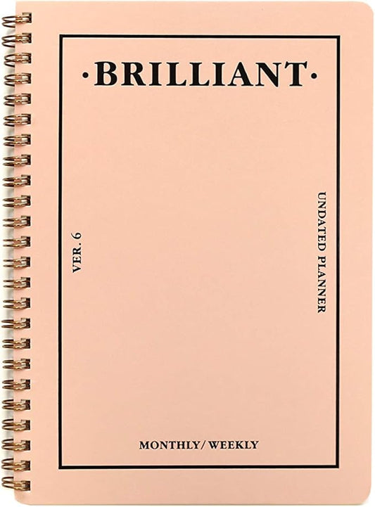 PAPERIAN Brilliant Monthly & Weekly Planner - Wirebound Undated Monthly &Weekly Planner Book Scheduler Diary (Shell Pink)