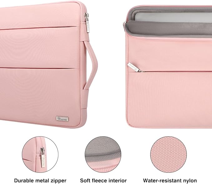 Voova 14 15 Inch Laptop Sleeve Case, Waterproof Computer Bag Cover Compatible with MacBook Air 15 M2/M3/M4 2022-2025, MacBook Pro 15, Hp chromebook 14, 14-15” Dell Lenovo Acer Asus, Pink