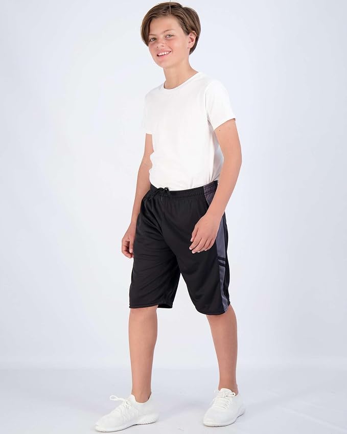 Real Essentials 5 Pack: Boys' Mesh Basketball Athletic Shorts with Pockets – Teen Kids Youth Quick Dry Soccer Running Gym