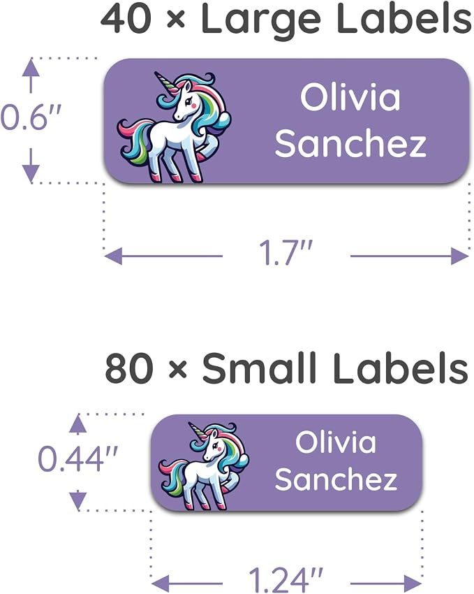 Bunny Badges Custom Daycare Name Labels (120 Labels) - Personalized Clothing Label - Waterproof Name Stickers for Clothing, Bottles, Backpacks, Food Containers and School Supplies