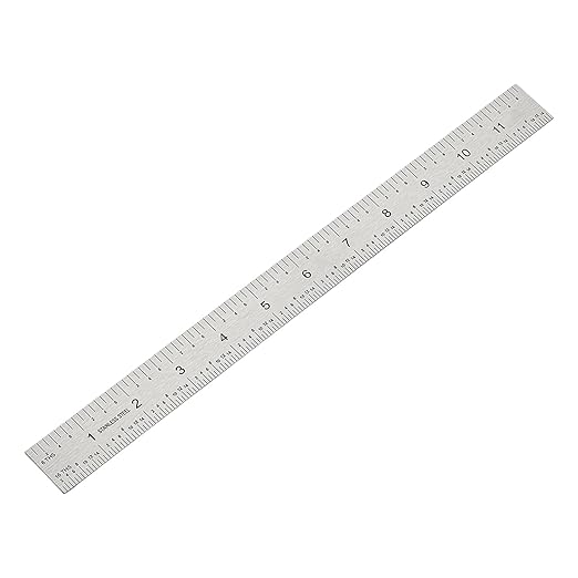 12 Inch Machinist Ruler Set - Stainless Steel Precision Double Sided Ruler with 1/64, 1/32, 1/16 & 1/8 Inch Graduations, Etched Markings - for Engineers,Woodworking and DIY (1, 12 Inch)