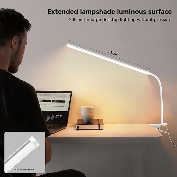 2-Pack LED Desk Lamp with Clamp,College Dorm Room Students Study Reading Desk Lights,Dimming,Hose Desk Lamps,Home Office Computer Light,gooseneck,Swing Arm Work Table Lamps,Clip Bed Light