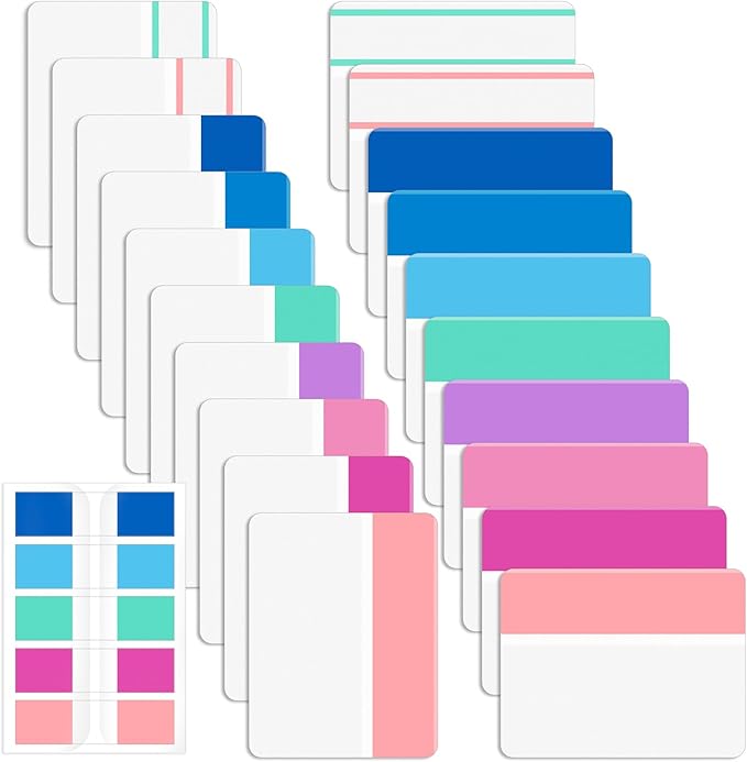 Mr. Pen- Sticky Index Tabs, 500 Pcs, 21 Sets, Colorful, Writable Colored Pages Markers Labels for Reading Notes, Books, Binders, Notebook, Folders and Classify Files, Water-Resistant