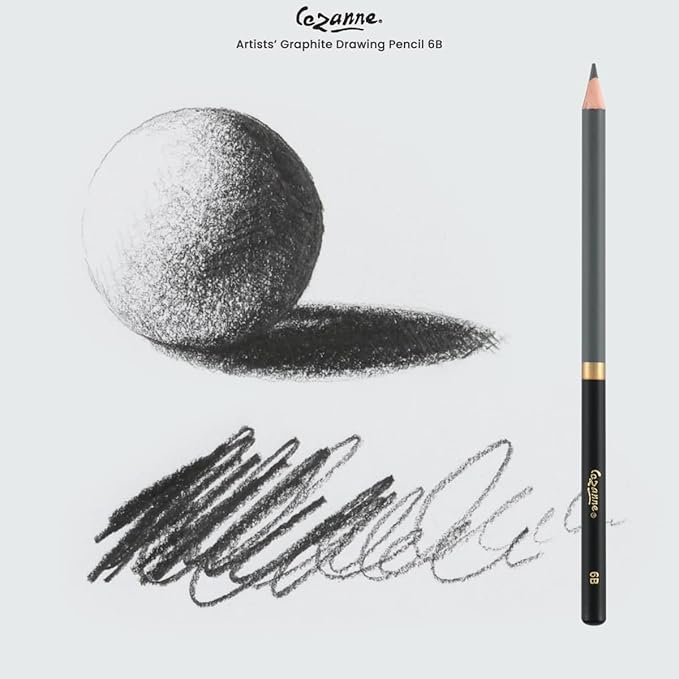 Cezanne Graphite Drawing Pencils Set - 6B, Set of 12 Break-Resistant Graphite Lead, Easy-to-Sharpen Sketch Pencils, Master Artist Quality Graphite Pencils for Technical and Artistic Drawing