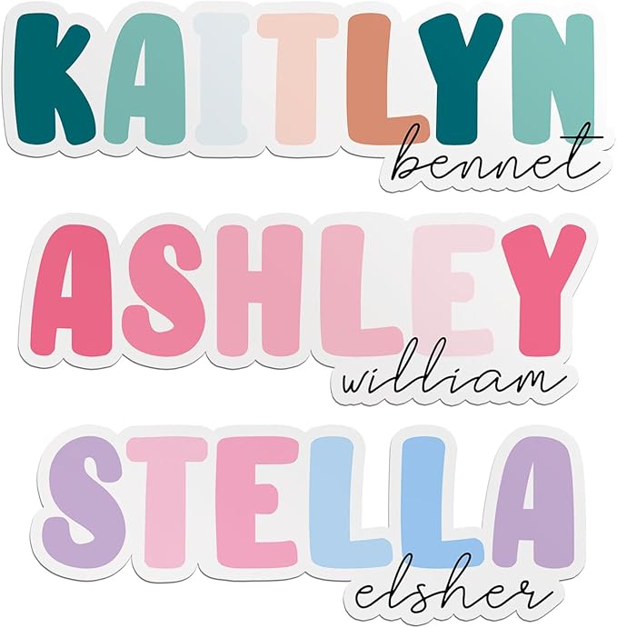 Personalized First and Last Name Sticker – Custom Aesthetic Vinyl Decal – Waterproof, Removable, Trendy Gift for Women, Girls, Kids, Teens – Laptop, Phone, Water Bottle, Tumbler, Notebook, Car, Helmet
