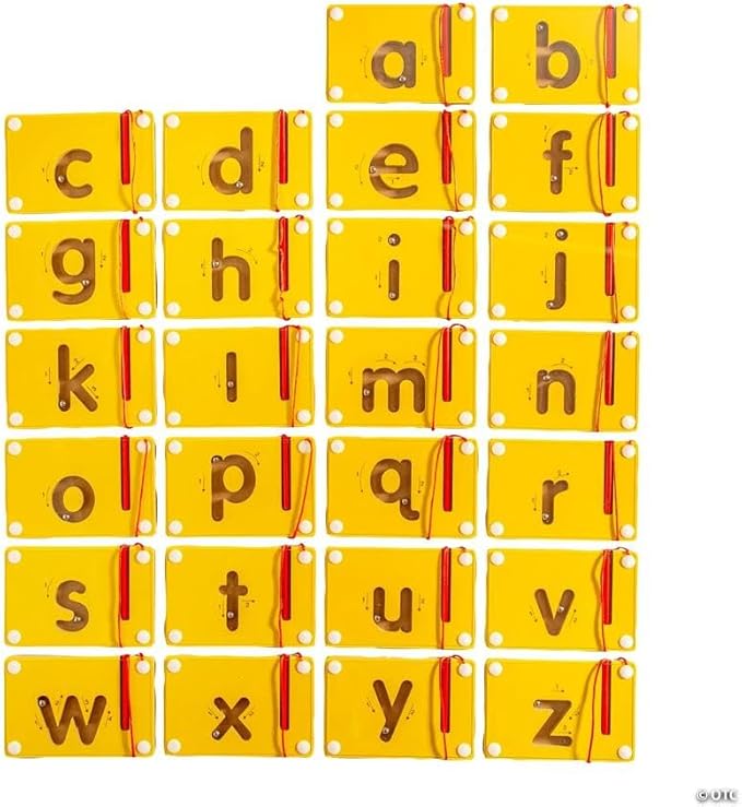 Fun Express 13 3/4" x 9 3/4" Lowercase Alphabet Wood Tracing Boards – 26 Pieces