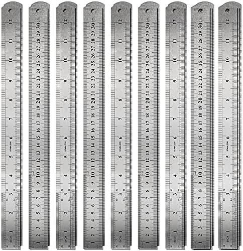 30 Pack 12 Inches Stainless Steel Rulers, Straight Edge Laser Engraved