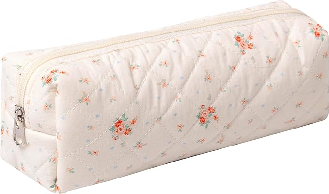 Pencil Case Office College School Storage Bag Pouch Holder Box Organizer Makeup Pouch Cosmetic Bag Aesthetic Cute Pen Case for Girls Boys Kids (Floret)