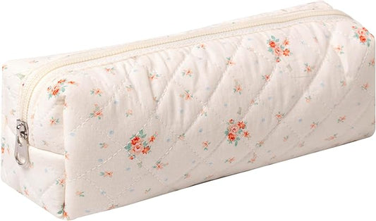 Pencil Case Office College School Storage Bag Pouch Holder Box Organizer Makeup Pouch Cosmetic Bag Aesthetic Cute Pen Case for Girls Boys Kids (Floret)