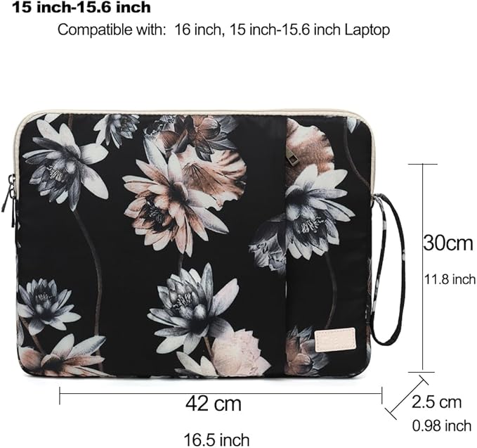 Laptop Sleeve 13.3 inch14 Inch, 15.6inchWater Resistant Traveling Computer Cover with Handle, Shockproof Protective Carrying Laptop Case (Y8-Lotus, 14 inch)