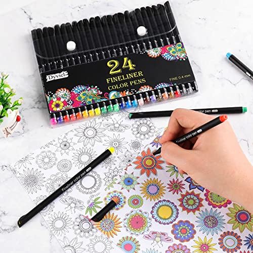 Dyvicl Journal Planner Pens Colored Pens, 24 Colors 0.4mm Fineliner Pen Set Fine Point Markers Drawing Pens for Journaling, Note Taking, Calendar, Adult Coloring, Scrapbooking