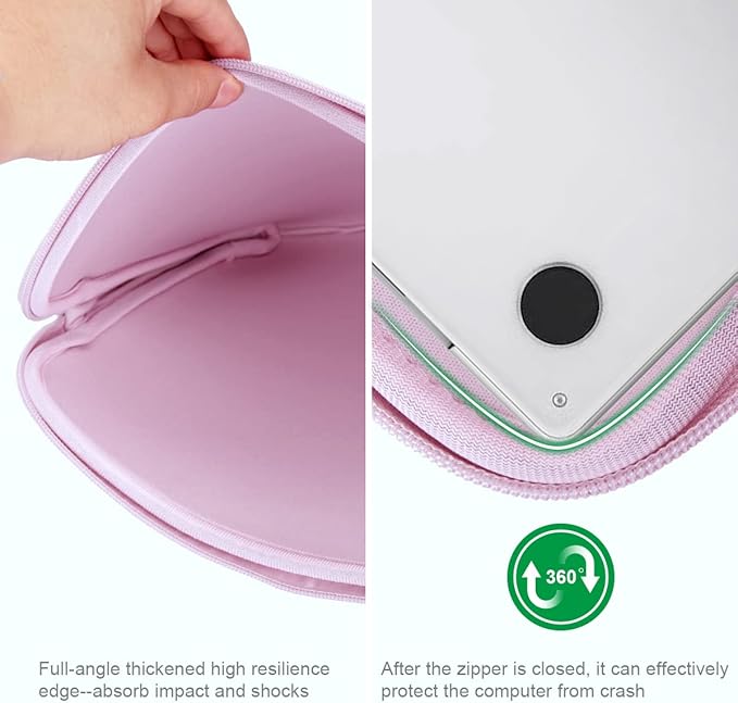 Arvok 13 13.3 14 Inch Laptop Sleeve Case for MacBook Pro/MacBook Air 13-14 inch, Water-Resistant Notebook Chromebook Computer Pouch, Carrying Bag Cover for HP/Dell/Lenovo/Asus/Acer, Pink