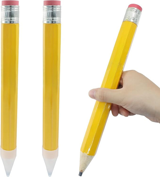 Zorfeter 3 PCS Yellow Giant Wooden Pencils with Eraser, Novelty Jumbo Pencil Prop Funny Giant Pencil for School Office Prop Supplies/Gifts