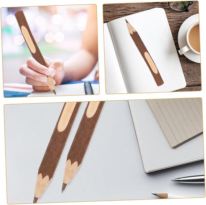 COHEALI Wood Ballpoint Pens 10pcs 17cm Tree Bark Small Writing Pens Portable Comfortable Grip Natural Biodegradable Office School Supplies