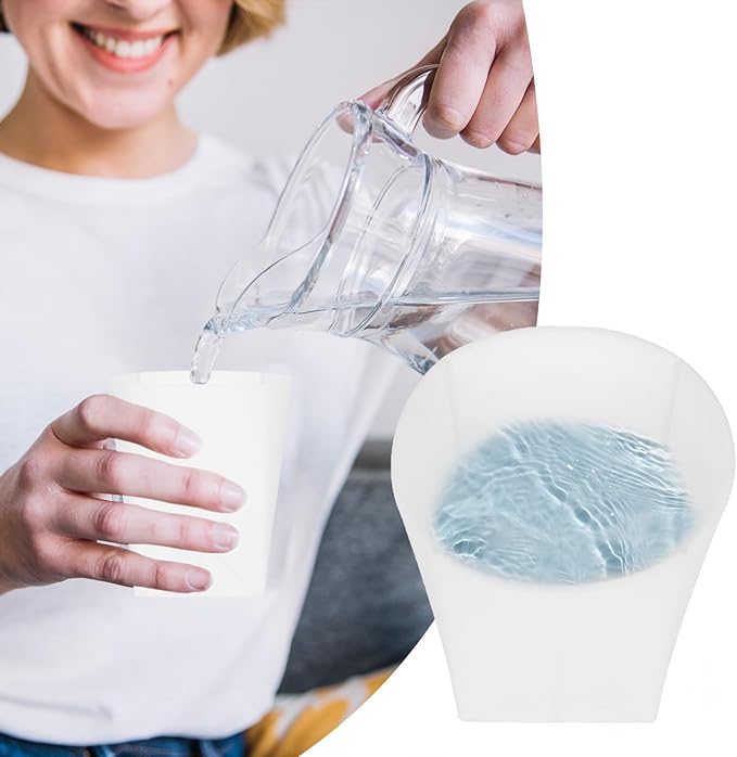 Foldable Silicone Travel Cup - Collapsible Water Bottle for Camping & Hiking | 8.45 OZ | Dishwasher Safe | BPA-Free (Light coffee)