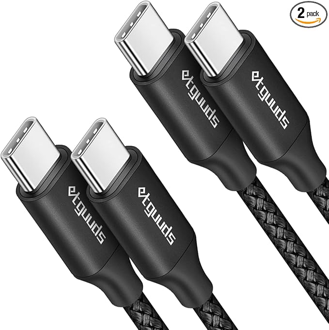 etguuds USB C to USB C Cable 2ft, 2-Pack 60W USBC to USBC Cord, Type C to C Charger Cable Fast Charging for iPhone 17 16 15 Pro Max Plus Air, Samsung Galaxy S25 S24 S23, for MacBook/iPad, Pixel